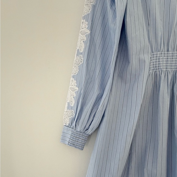 NWOT - ME + EM Cotton Stripe And Lace Midi Shirt Dress - SIZE 4 - Picture 11 of 12